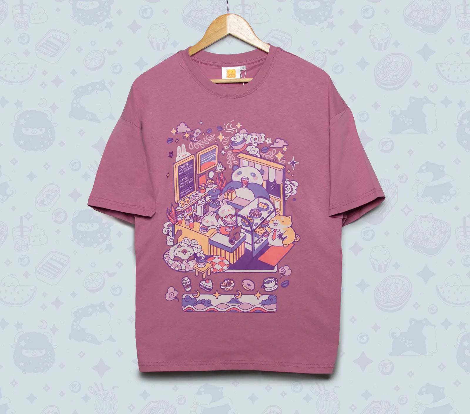 Bunny Cafe Oversized Drop-shoulder T-shirt